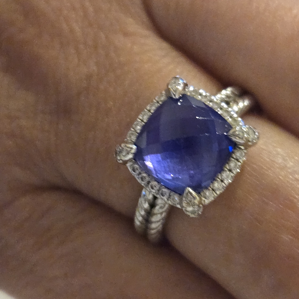 **Rare** Showstopper David Yurman Chatelaine Pave Bezel Ring with Tanzanite and